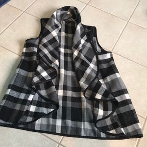 Black- White- and Grey Plaid Vest with pockets!
